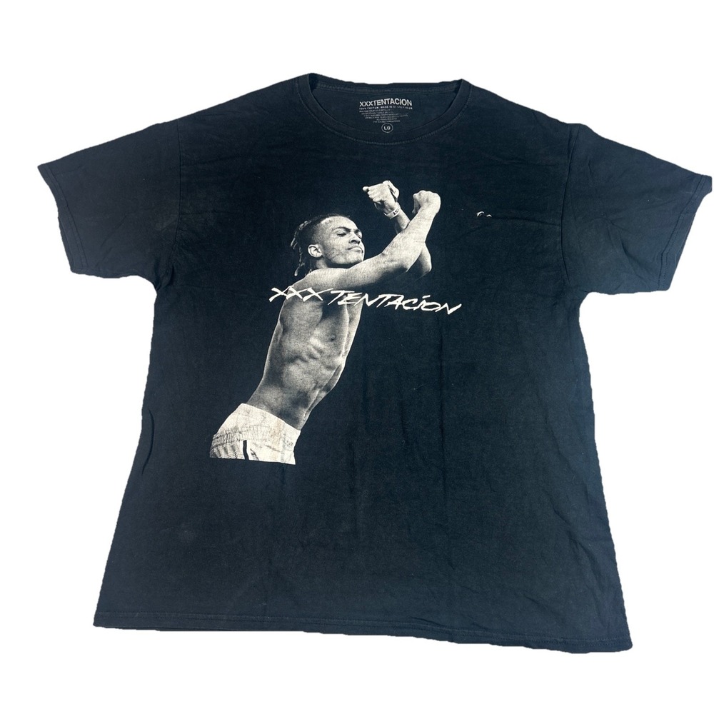 XXXTENTACION Mens Large Black Graphic Cotton T-Shirt Music Theme Tagless